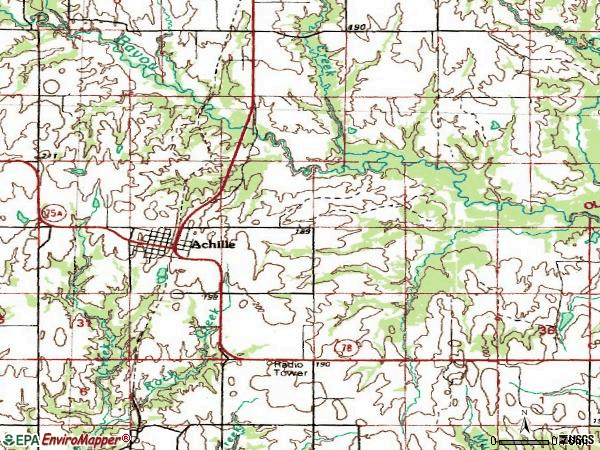 Zip code 74720 topographic map