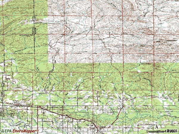 Zip code 74728 topographic map