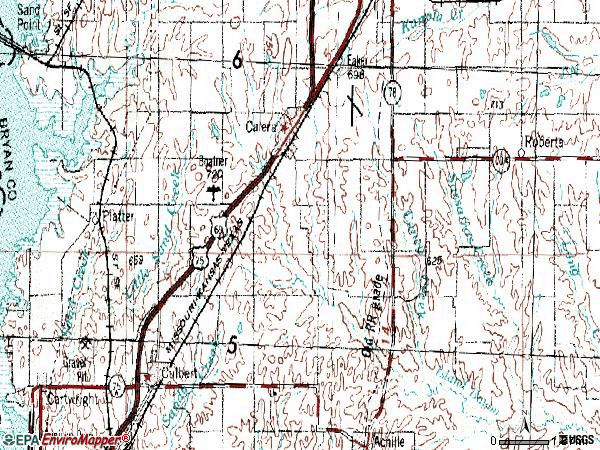 Zip code 74730 topographic map