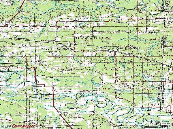 Zip code 74740 topographic map