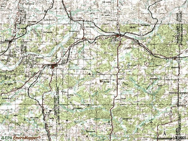 Zip code 74825 topographic map