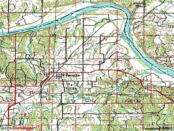 Zip code 74844 topographic map