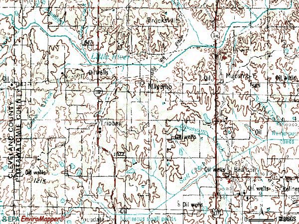 Zip code 74852 topographic map