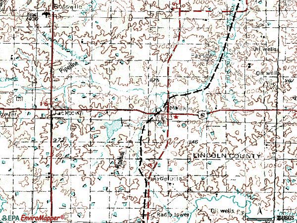 Zip code 74855 topographic map