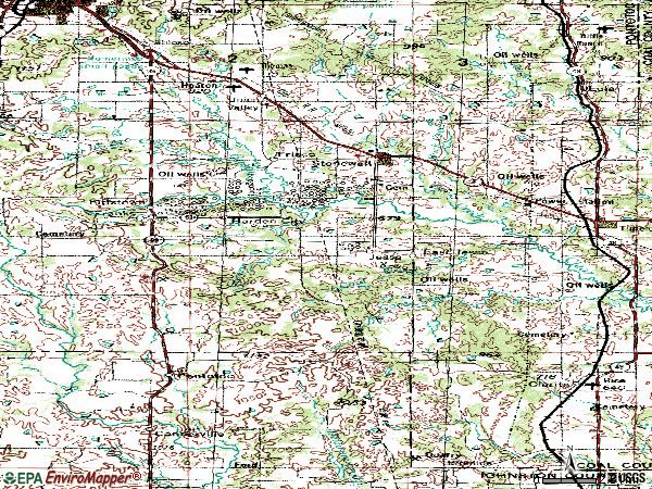 Zip code 74871 topographic map