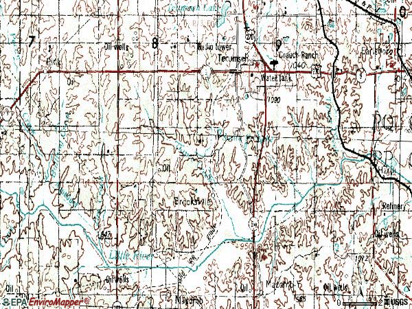 Zip code 74873 topographic map