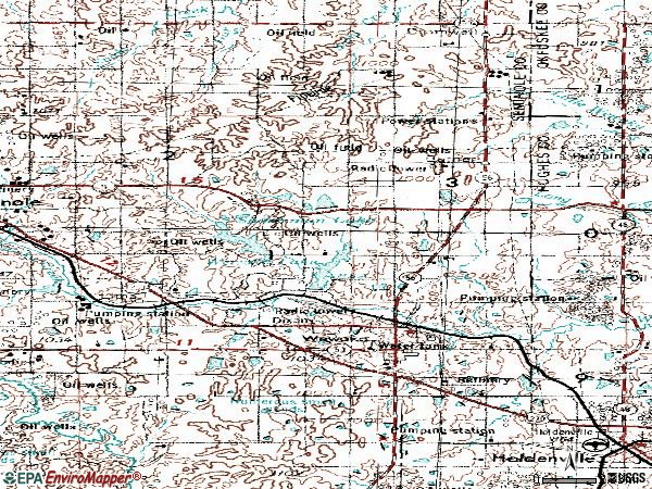 Zip code 74884 topographic map