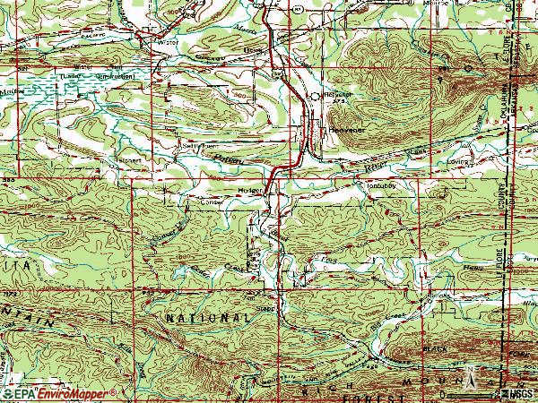 Zip code 74937 topographic map
