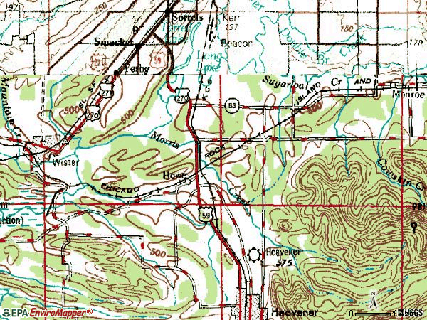 Zip code 74940 topographic map