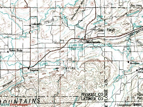 Zip code 74944 topographic map