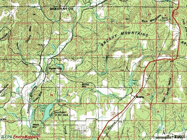 Zip code 74945 topographic map