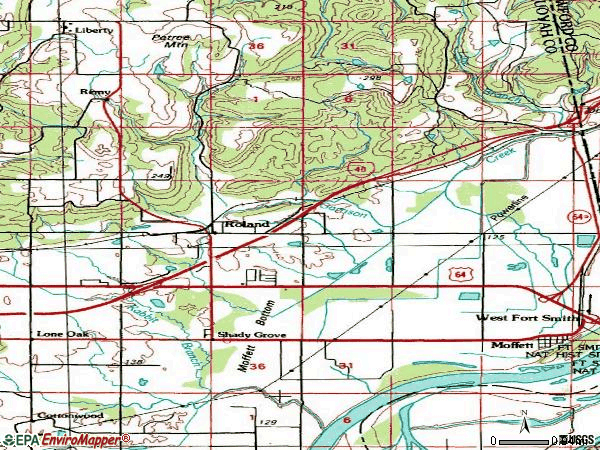 Zip code 74954 topographic map