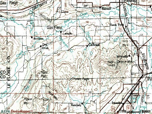 Zip code 74956 topographic map