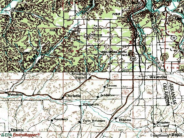 Zip code 74965 topographic map