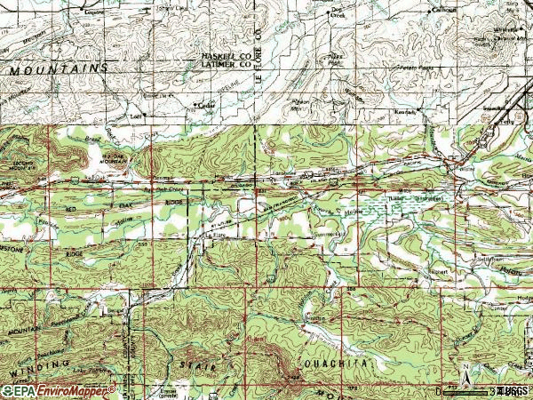 Zip code 74966 topographic map