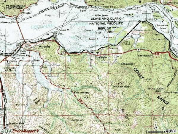 Zip code 97103 topographic map