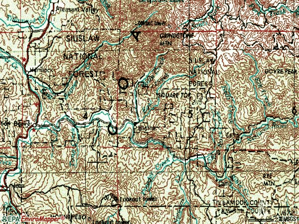 Zip code 97108 topographic map