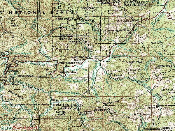 Zip code 97324 topographic map