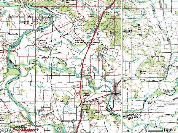 Zip code 97352 topographic map