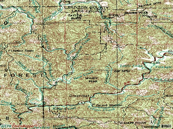 Zip code 97430 topographic map