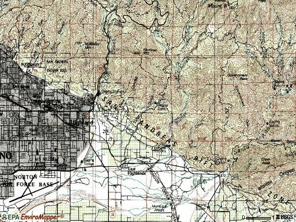 Zip code 92346 topographic map