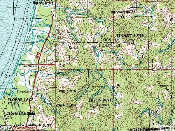 Zip code 97450 topographic map
