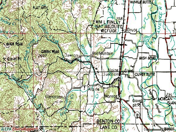 Zip code 97456 topographic map