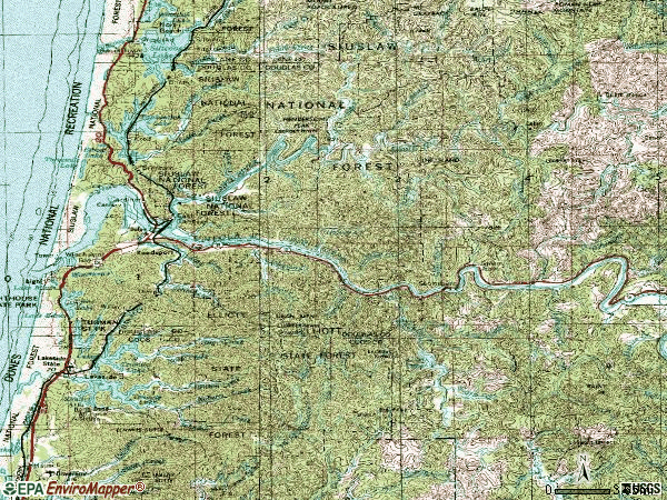 Zip code 97467 topographic map