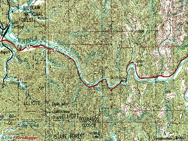 Zip code 97473 topographic map