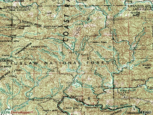 Zip code 97480 topographic map