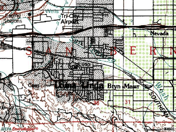 Zip code 92354 topographic map