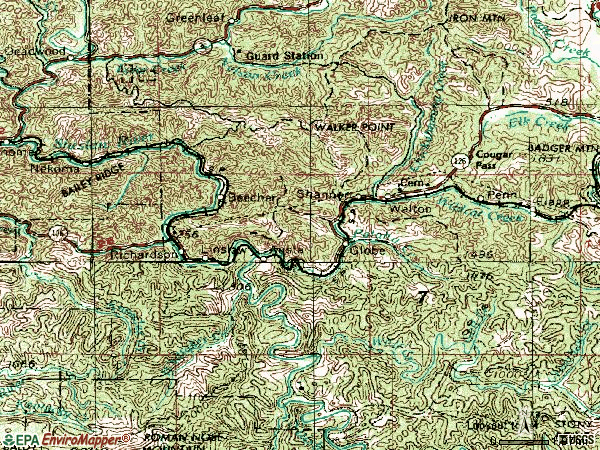 Zip code 97490 topographic map