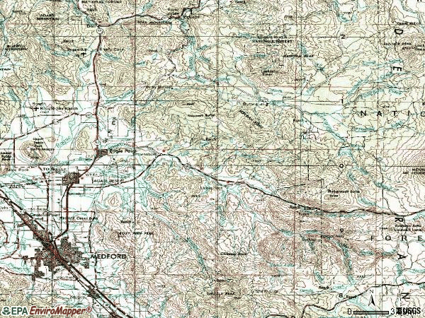 Zip code 97524 topographic map