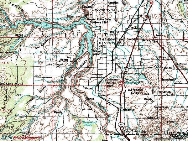 Zip code 97734 topographic map