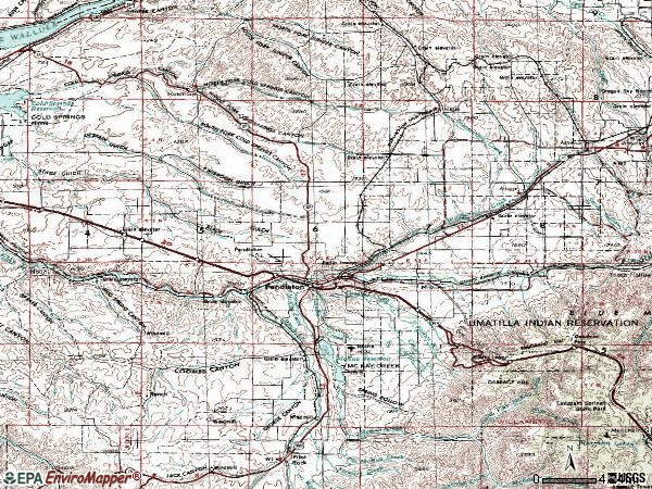 Zip code 97801 topographic map