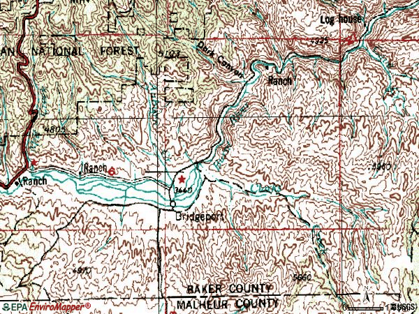 Zip code 97819 topographic map