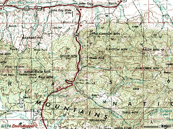 Zip code 97820 topographic map