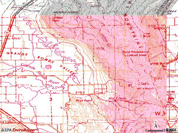 Zip code 97824 topographic map