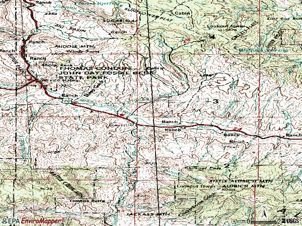 Zip code 97825 topographic map