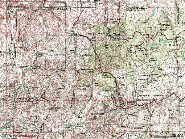 Zip code 97830 topographic map