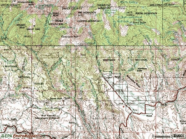 Zip code 97834 topographic map