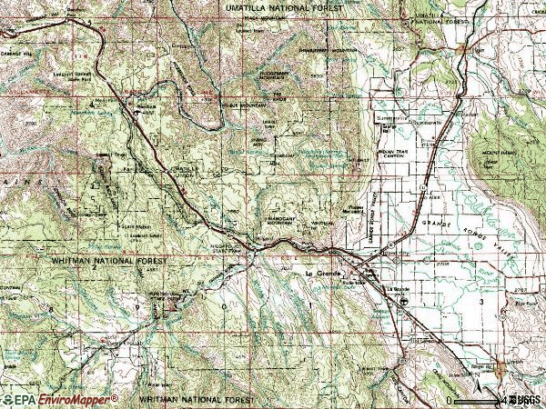 Zip code 97850 topographic map