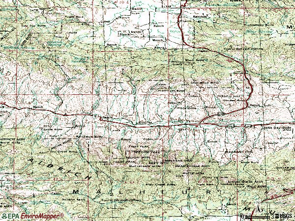 Zip code 97865 topographic map