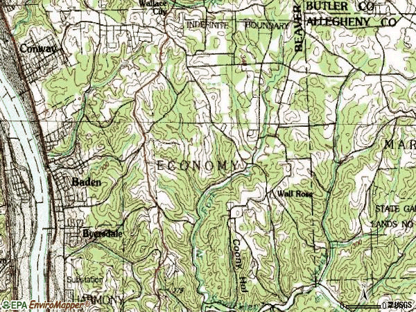 Zip code 15005 topographic map