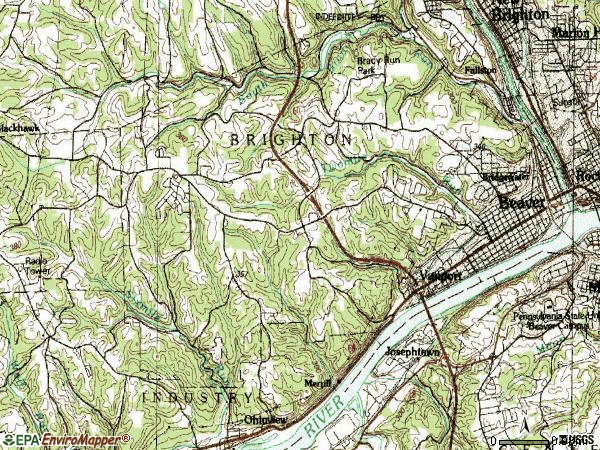 Zip code 15009 topographic map