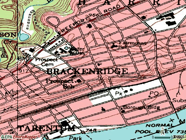 Zip code 15014 topographic map