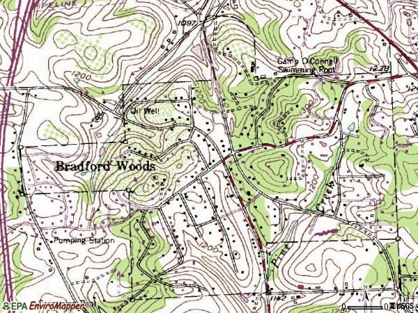 Zip code 15015 topographic map