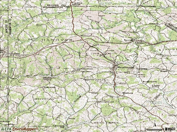 Zip code 15021 topographic map