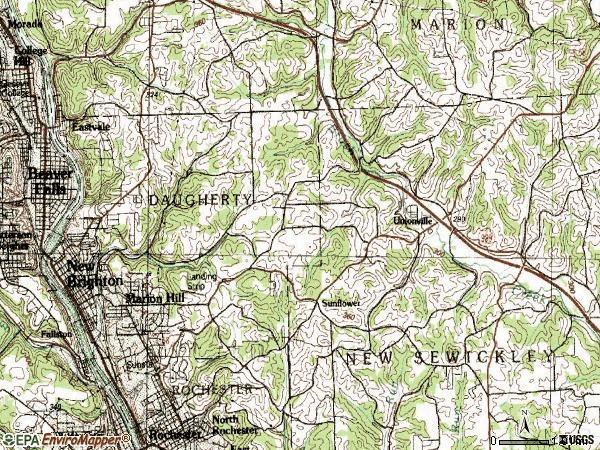 Zip code 15066 topographic map