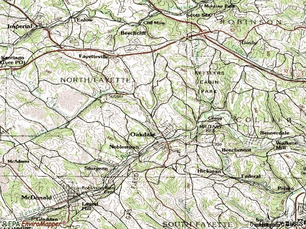 Zip code 15071 topographic map
